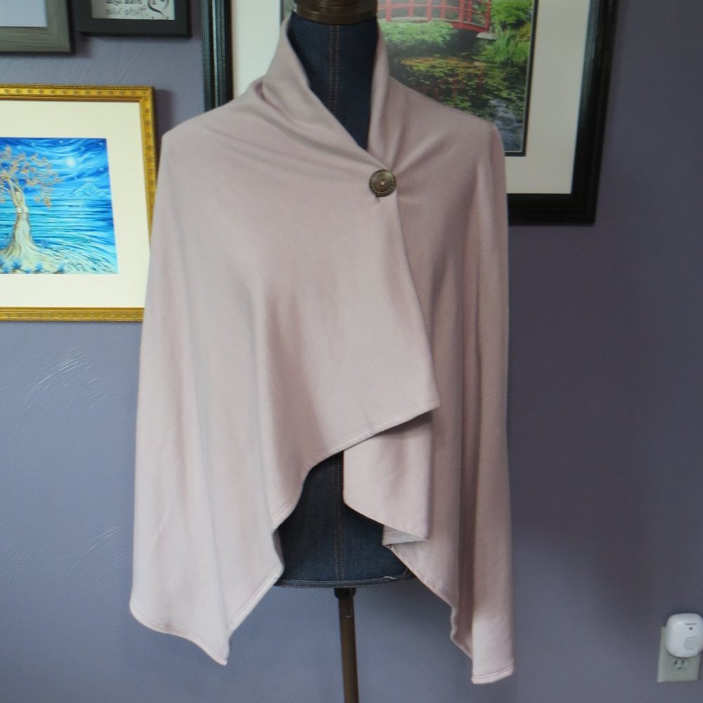 Bobeau Drape Front Cardigan Lavender Gray Small